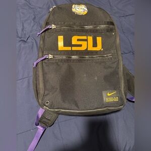 Nike Black Backpack with Gold LSU Logo and Purple Accents